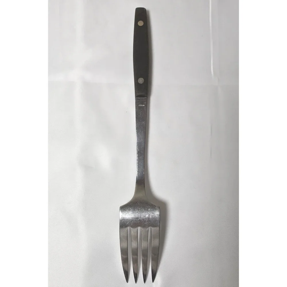 Dixon Vtg Meat Serving Fork Stainless‎ Steel Black Riveted Handle Japan